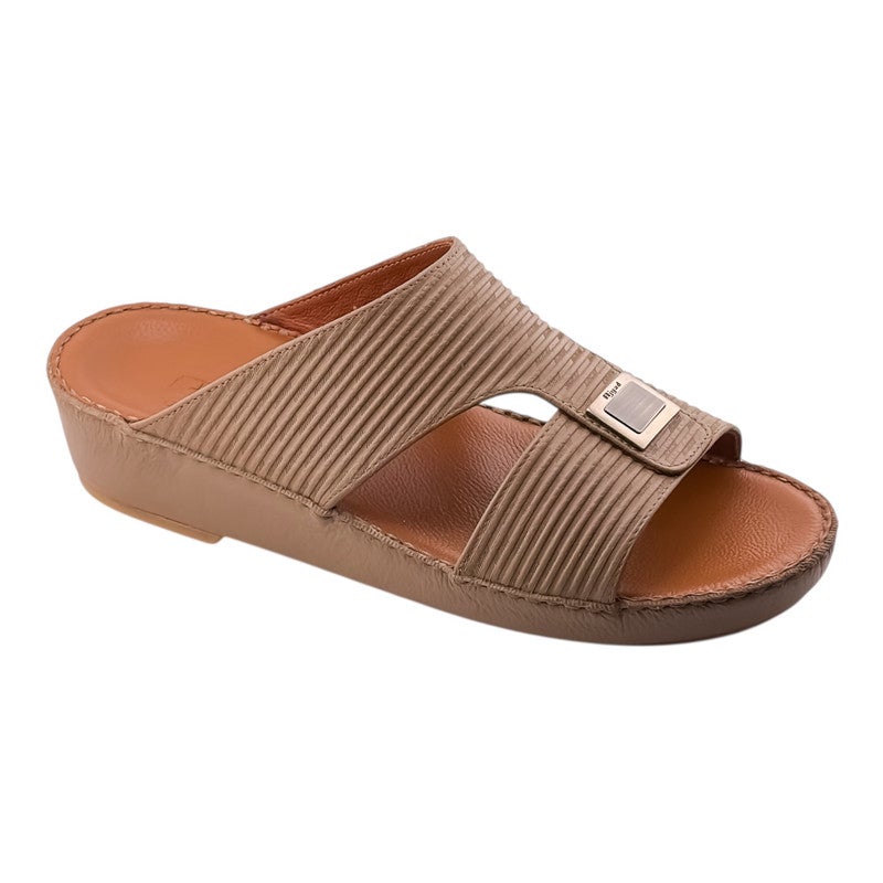 AJYAD Handmade Arabic Sandals For Men | Outdoor Mens Slippers | Everyday Flip Flops Open Toe | Arabic Genuine Shamwa Leather | New Design | Tan Footbed | Comfortable & LightWeight - Image 1